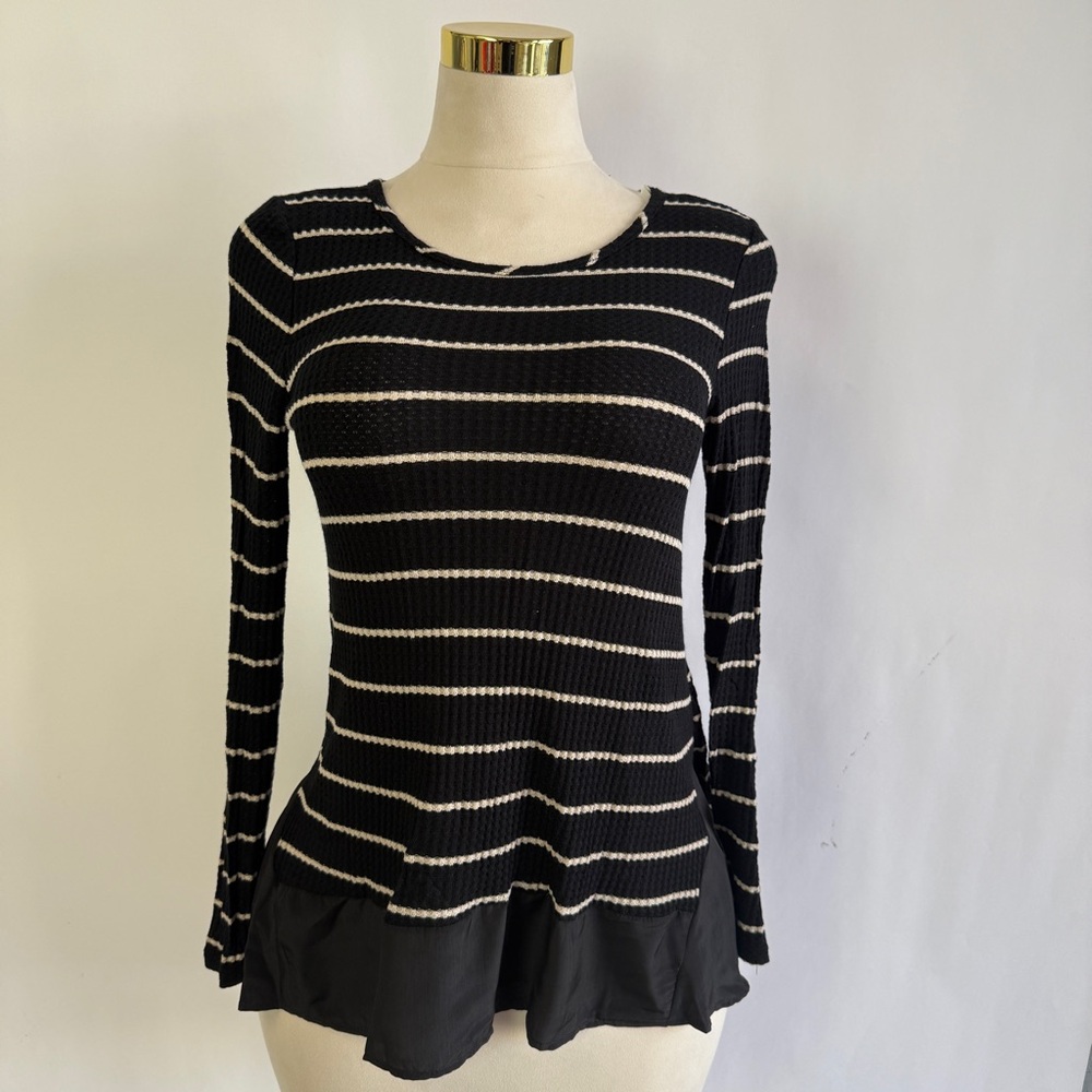 Black and White Striped Women's Tunic  Top